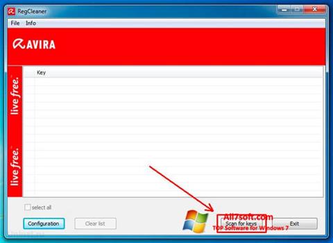 Снимак заслона Avira Registry Cleaner Windows 7