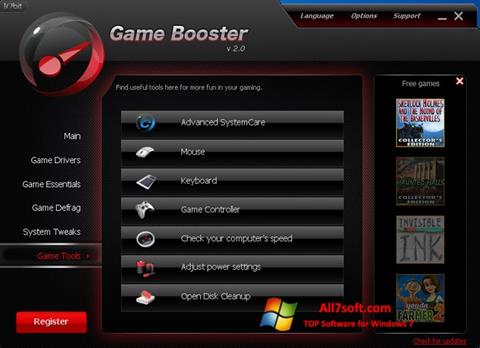 Снимак заслона Game Booster Windows 7