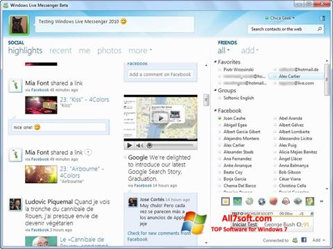 Снимак заслона Windows Live Messenger Windows 7