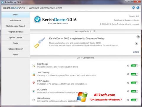 Снимак заслона Kerish Doctor Windows 7