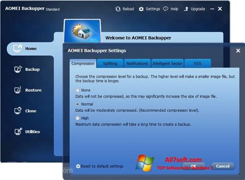 Снимак заслона AOMEI Backupper Windows 7
