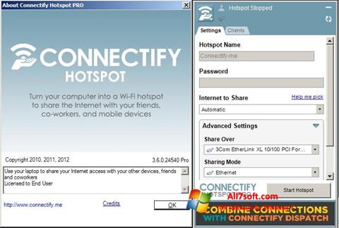 Снимак заслона Connectify Hotspot PRO Windows 7
