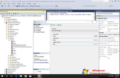 Снимак заслона Microsoft SQL Server Windows 7