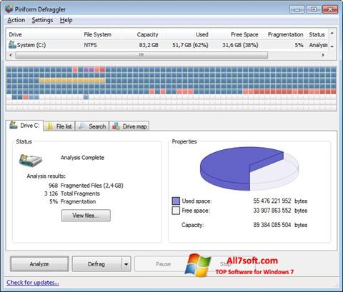 Снимак заслона Defraggler Windows 7