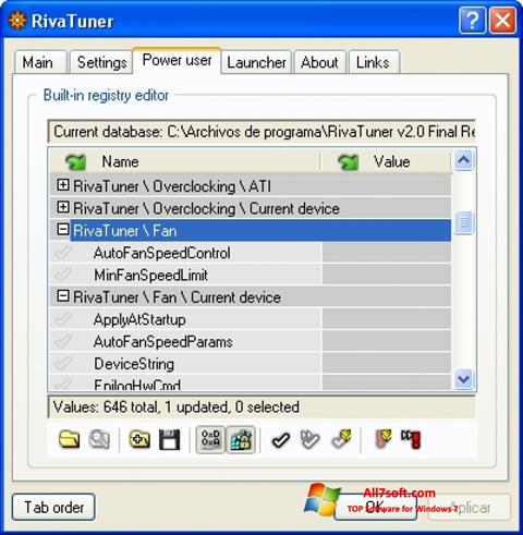 Снимак заслона RivaTuner Windows 7
