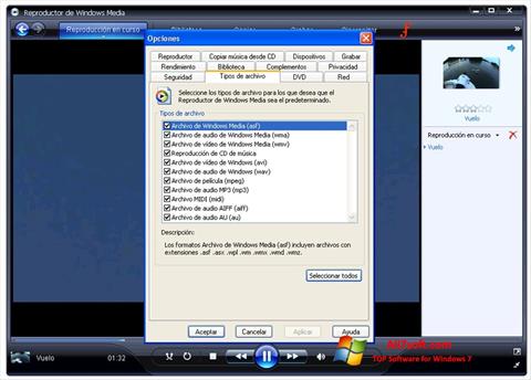 Снимак заслона Windows Media Player Windows 7