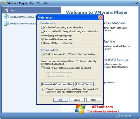 Снимак заслона VMware Player Windows 7