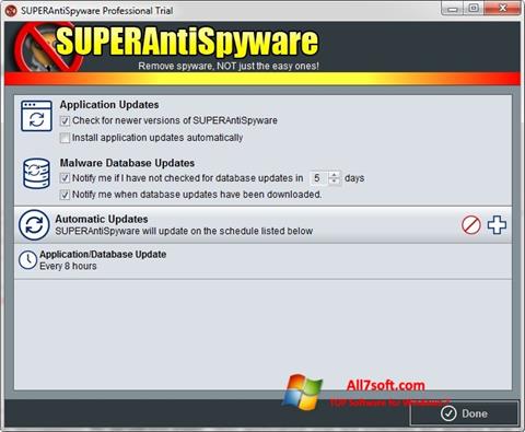 Снимак заслона SUPERAntiSpyware Windows 7