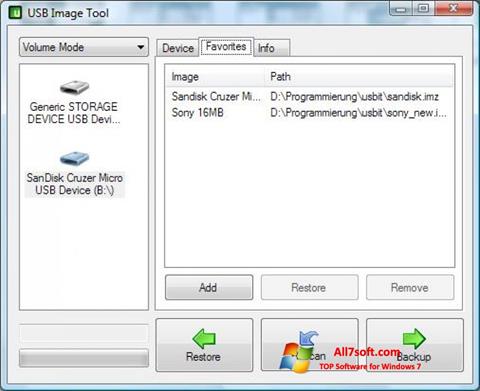 Снимак заслона USB Image Tool Windows 7