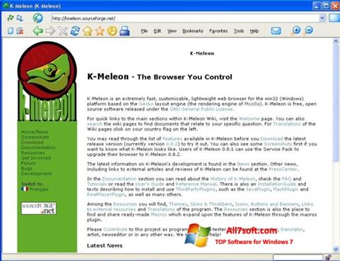 Снимак заслона K-Meleon Windows 7