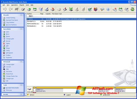 Снимак заслона Acronis Disk Director Suite Windows 7