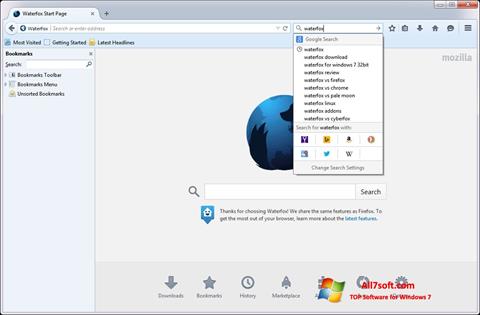 Снимак заслона Waterfox Windows 7