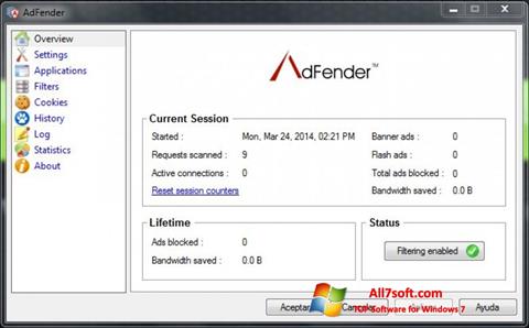 Снимак заслона AdFender Windows 7