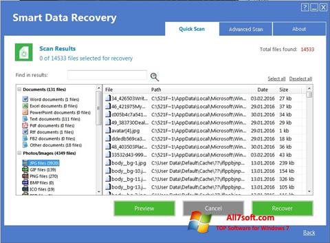 Снимак заслона Smart Data Recovery Windows 7