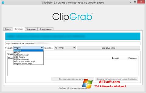 Снимак заслона ClipGrab Windows 7