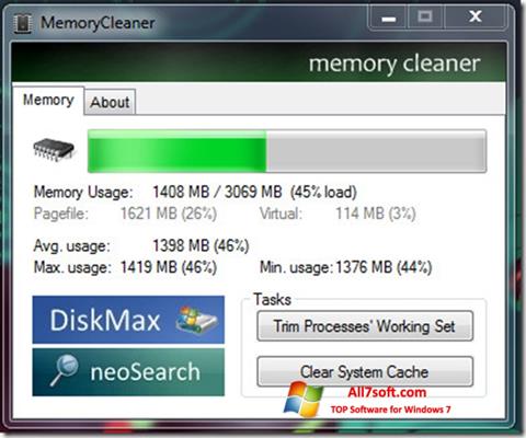 Снимак заслона Memory Cleaner Windows 7