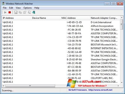 Снимак заслона Wireless Network Watcher Windows 7