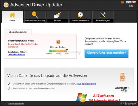 Снимак заслона Advanced Driver Updater Windows 7