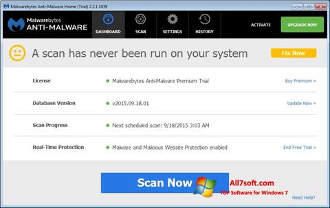 Снимак заслона Malwarebytes Anti-Malware Windows 7