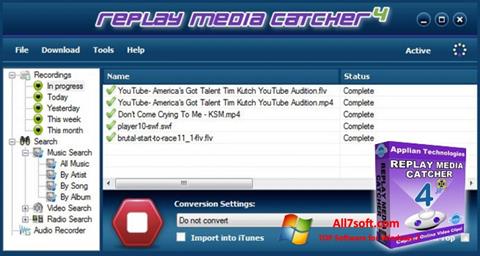 Снимак заслона Replay Media Catcher Windows 7
