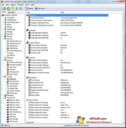 Снимак заслона EVEREST Ultimate Edition Windows 7