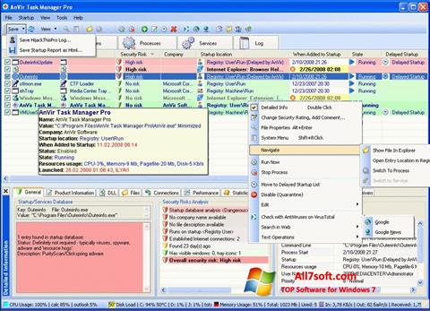 Снимак заслона AnVir Task Manager Windows 7