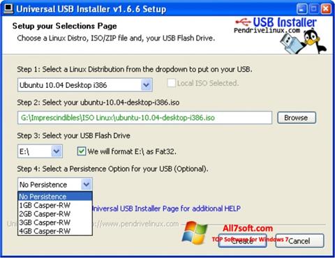 Снимак заслона Universal USB Installer Windows 7
