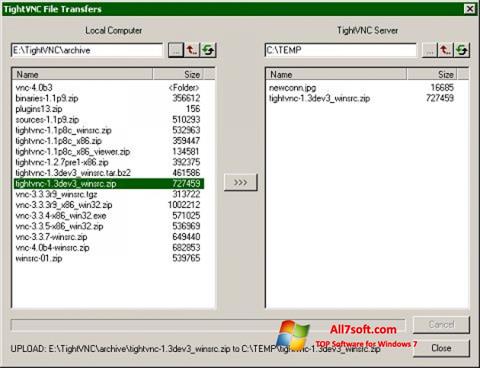 Снимак заслона TightVNC Windows 7