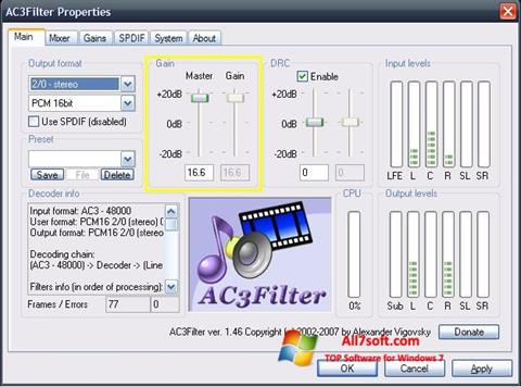 Снимак заслона AC3Filter Windows 7