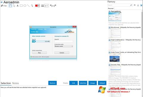 Снимак заслона AeroAdmin Windows 7