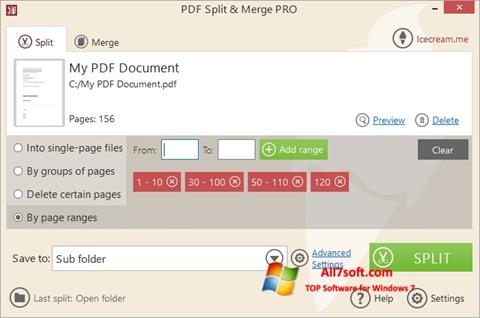 Снимак заслона PDF Split and Merge Windows 7