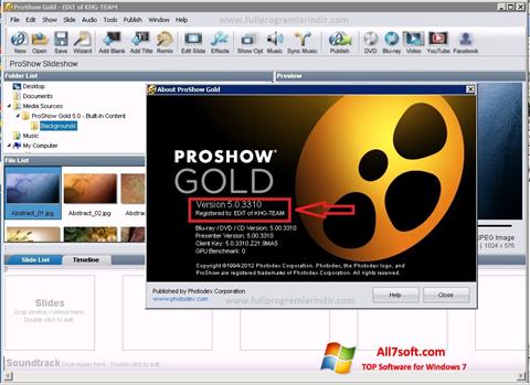 Снимак заслона ProShow Gold Windows 7