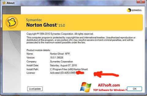 Снимак заслона Norton Ghost Windows 7