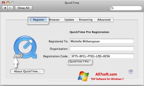 Снимак заслона QuickTime Pro Windows 7