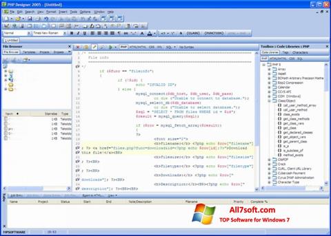 Снимак заслона phpDesigner Windows 7