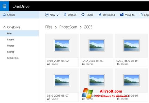 Снимак заслона OneDrive Windows 7