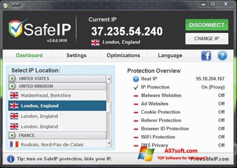 Снимак заслона SafeIP Windows 7