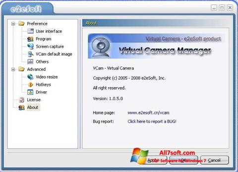 Снимак заслона VCam Windows 7