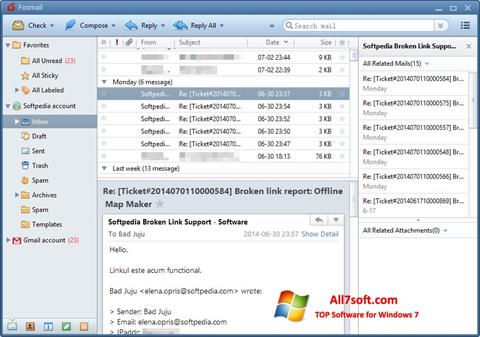 Снимак заслона FoxMail Windows 7