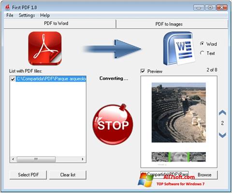 Снимак заслона First PDF Windows 7