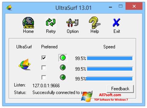 Снимак заслона UltraSurf Windows 7