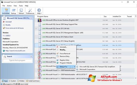 Снимак заслона Uninstall Tool Windows 7