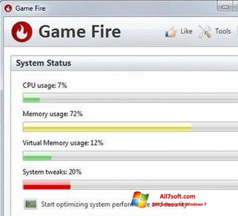 Снимак заслона Game Fire Windows 7