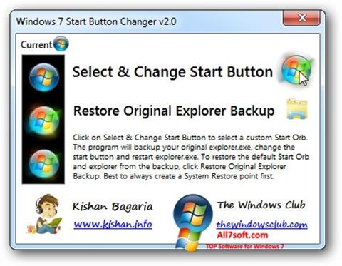 Снимак заслона Windows 7 Start Button Changer Windows 7