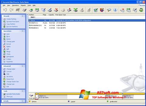Снимак заслона Acronis Partition Magic Windows 7