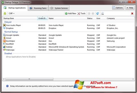 Снимак заслона Startup Delayer Windows 7