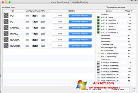 Снимак заслона Macs Fan Control Windows 7