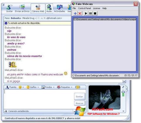 Снимак заслона Fake Webcam Windows 7