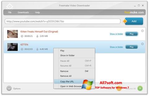 Снимак заслона Freemake Video Downloader Windows 7